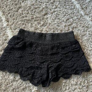 Black Embroidered Shorts